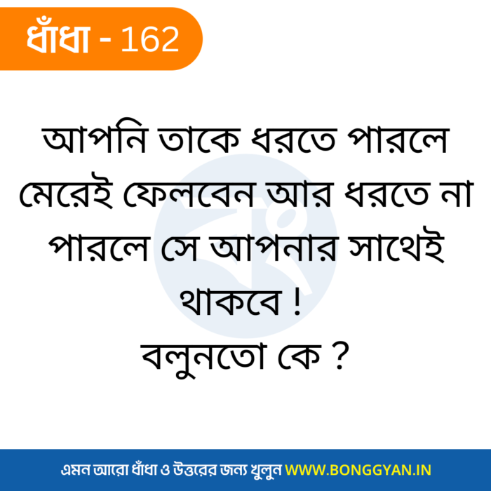 আপনি তাকে ধরতে পারলে মেরেই ফেলবেন আর ধরতে না পারলে সে আপনার সাথেই থাকবে ! বলুনতো কে ?